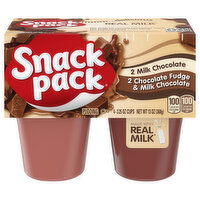 Snack Pack Milk Chocolate and Chocolate Fudge/Milk Chocolate Pudding, 4 Each