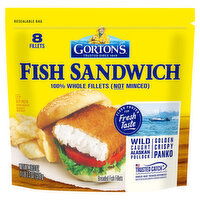 Gorton's Fish Fillets, Breaded, Fish Sandwich, 8 Each