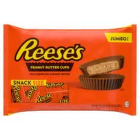 Reese's Peanut Butter Cups, Milk Chocolate & Peanut Butter, Snack Size, Jumbo Bag, 19.5 Ounce