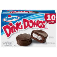 Hostess Ding Dongs Cake, with Creamy Filling, Chocolate, 10 Each