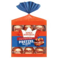 King's Hawaiian Buns, Pretzel Slider, Original Hawaiian Sweet, 9 Each