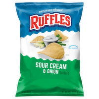 Ruffles Potato Chips, Sour Cream & Onion Flavored, 8 Ounce