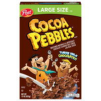 Cocoa Pebbles Cereal, Chocolate Flavored, Large Size, 15 Ounce