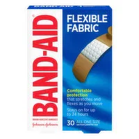 Band Aid Bandages, Adhesive, Flexible Fabric, All One Size, 30 Each