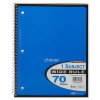 Top Flight Standards Notebook, Wide Rule, 1 Subject, 70 Sheets, 1 Each