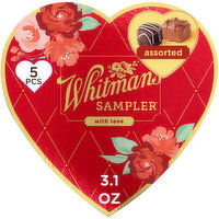 Whitman's Valentine's Day Red Floral Heart Assorted Milk & Dark Chocolate Gift Box, 3.1 Ounce