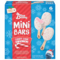 Blue Bunny Frozen Dairy Dessert, Candy Cane Crunch, Mini Bars, 6 Each