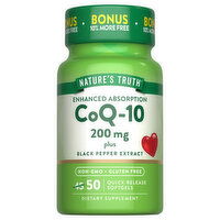 Nature's Truth CoQ-10, Enhanced Absorption, 200 mg, Softgels, 50 Each