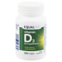 Equaline Vitamin D3, 50 mcg, Softgels, 100 Each