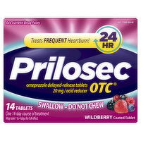 Prilosec OTC Acid Reducer Prilosec OTC Heartburn Relief, Omeprazole, Acid Reducer Tablets, Wildberry Flavor, 14 Ct, 14 Each