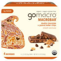 GoMacro MacroBars, Double Chocolate + Peanut Butter Chips, 4 Each