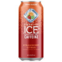 Sparkling Ice +Caffeine Sparkling Water, Zero Sugar, Strawberry Citrus, 16 Fluid ounce