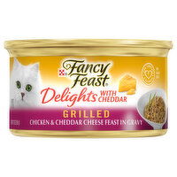 Fancy Feast Delights Grilled Gravy Wet Cat Food, Delights Grilled Chicken & Cheddar Cheese Feast, 3 Ounce