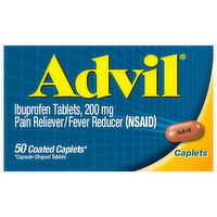 Advil Ibuprofen, 200 mg, Coated Caplets, 50 Each