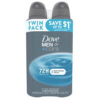 Dove Men+Care Antiperspirant, Dry Spray, Twin Pack, 2 Each