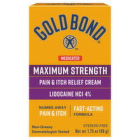 Gold Bond Pain & Itch Relief Cream, Maximum Strength, Medicated, 1.75 Ounce