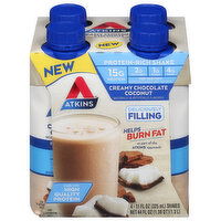 Atkins Protein-Rich Shake, Creamy Chocolate Coconut, 4 Each