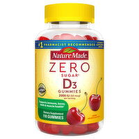 Nature Made Vitamin D3, Cherry, Zero Sugar, 2000 IU, Gummies, 110 Each