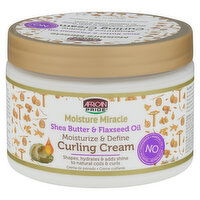 African Pride Moisture Miracle Curling Cream, Shea Butter & Flaxseed Oil, Moisturize & Define, 12 Ounce