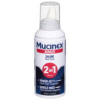 Mucinex Nasal Spray, Saline, 2 in 1, Sinus, 4.5 Ounce