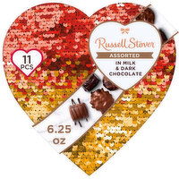 Russell Stover Valentine's Day Sequin Heart Assorted Milk & Dark Chocolate Gift Box, 6.25 Ounce