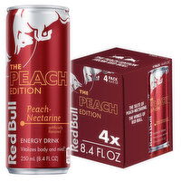 Red Bull Peach Edition Energy Drink, Peach Nectarine, 80mg Caffeine, 8.4 fl oz, 4 Each