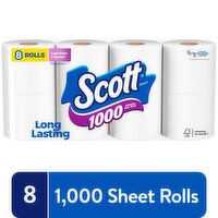 Scott One-Ply Unscented Bathroom Tissue, 8 Each