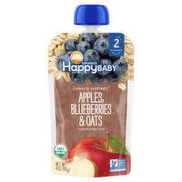 Happy Baby Organics Baby Food, Organic, Apples, Blueberries & Oats, Stage 2 (6+ Months), Organic, 4 Ounce