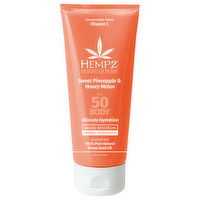 Hempz Sunscreen, Herbal, SPF 50, Sweet Pineapple & Honey Melon, 6 Fluid ounce