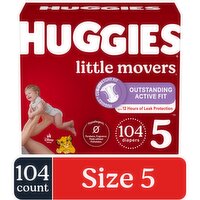 Huggies Little Movers Baby Diapers, Size 5, 104 Each