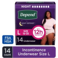 Depend Fresh Protection Incontinence Underwear for Women, Overnight, 14 Each