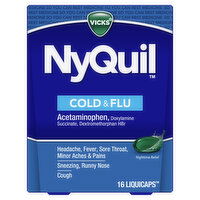 Vicks Cold & Flu Vicks NyQuil Cold & Flu, LiquiCap Over-the-Counter Medicine, 16ct, 16 Each