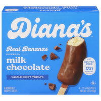 Diana's Gluten Free Milk Chocolate Frozen Fresh Fruit Banana Sticks, 4 Each