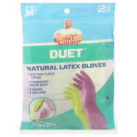 Mr. Clean Duet Latex Gloves, Natural, Medium, 2 Each