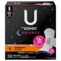 U by Kotex Balance Overnight Ultra Thin Pads + Wings, 26 Each