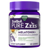 Vicks PURE Zzzs ZzzQuil PURE Zzzs Melatonin Gummies, Sleep Aid, Melatonin 2mg, Wildberry Vanilla Flavored 48 Sleep Gummies, 48 Each