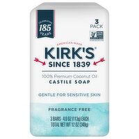 Kirk's Castile Soap, Fragrance Free, 3 Each