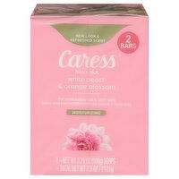 Caress Soap, White Peach & Orange Blossom, Moisturizing, 2 Each