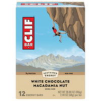 Clif Bar CLIF BAR - White Chocolate Macadamia Nut Flavor - Made with Organic Oats - Non-GMO - Plant Based - Energy Bars - 2.4 oz. (12 Pack), 12 Each