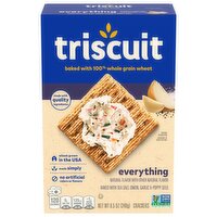 TRISCUIT Everything Whole Grain Wheat Crackers, Lunch Snacks, Snack Crackers, 8.5 oz, 8.5 Ounce