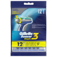 Gillette Sensor3 Simple Razors, Disposable, 12 Each