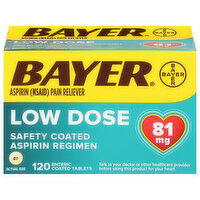 Bayer Aspirin, 81 mg,  Low Dose, Enteric Coated Tablets, 120 Each