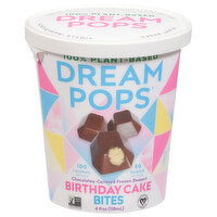 Dream Pops Frozen Dessert, Chocolatey-Covered, Birthday Cake, Bites, 4 Fluid ounce