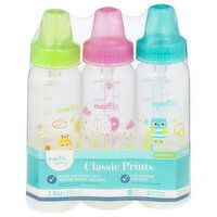 Evenflo Feeding Bottle, Standard, Classic Prints, 0M+, 8 Ounce, 3 Each