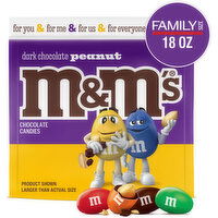 M&M'S M&M'S Peanut Dark Chocolate Candy, Family Size, 18oz Bag, 18 Ounce