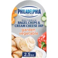 Philadelphia Multigrain Bagel Chips & Garden Vegetable Cream Cheese Dip Snack, 2.5 Ounce