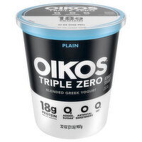 Oikos Triple Zero Nonfat Blended Greek Plain Yogurt, 32 Ounce