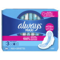 Always Maxi Maxi Pads with Wings, Size 3,, 26 Each