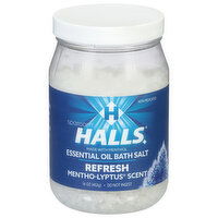 SpaRoom Halls Essential Oil Bath Salt, Refresh, Mentho-Lyptus Scent, 16 Ounce