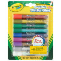 Crayola Fiery Flecks Glitter Glue, Washable, 9 Each